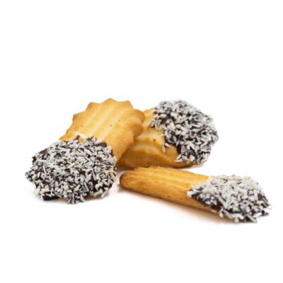 Sausainiai su šokoladu ir kokoso drožlėmis