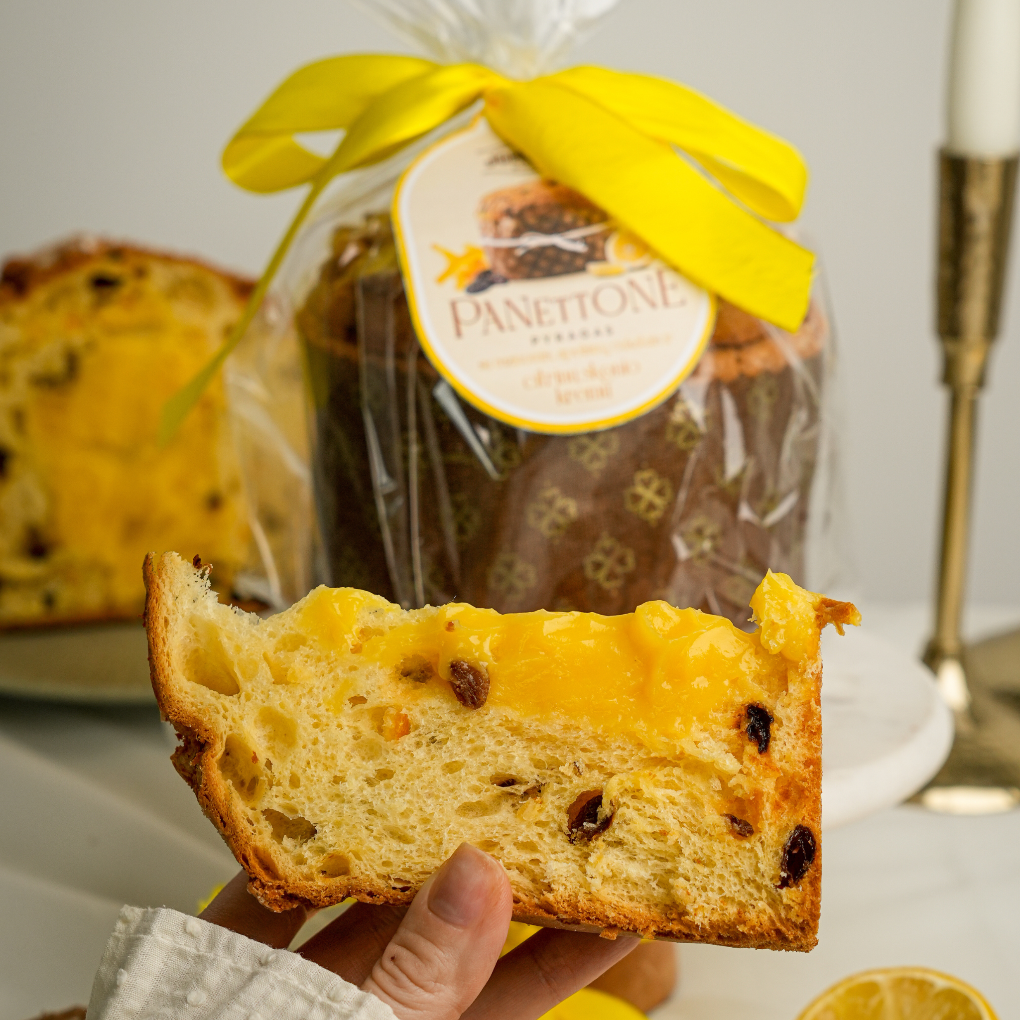 Pyragas Panettone su razinomis, apelsinų cukatais ir citrininiu kremu, 650g - Image 2