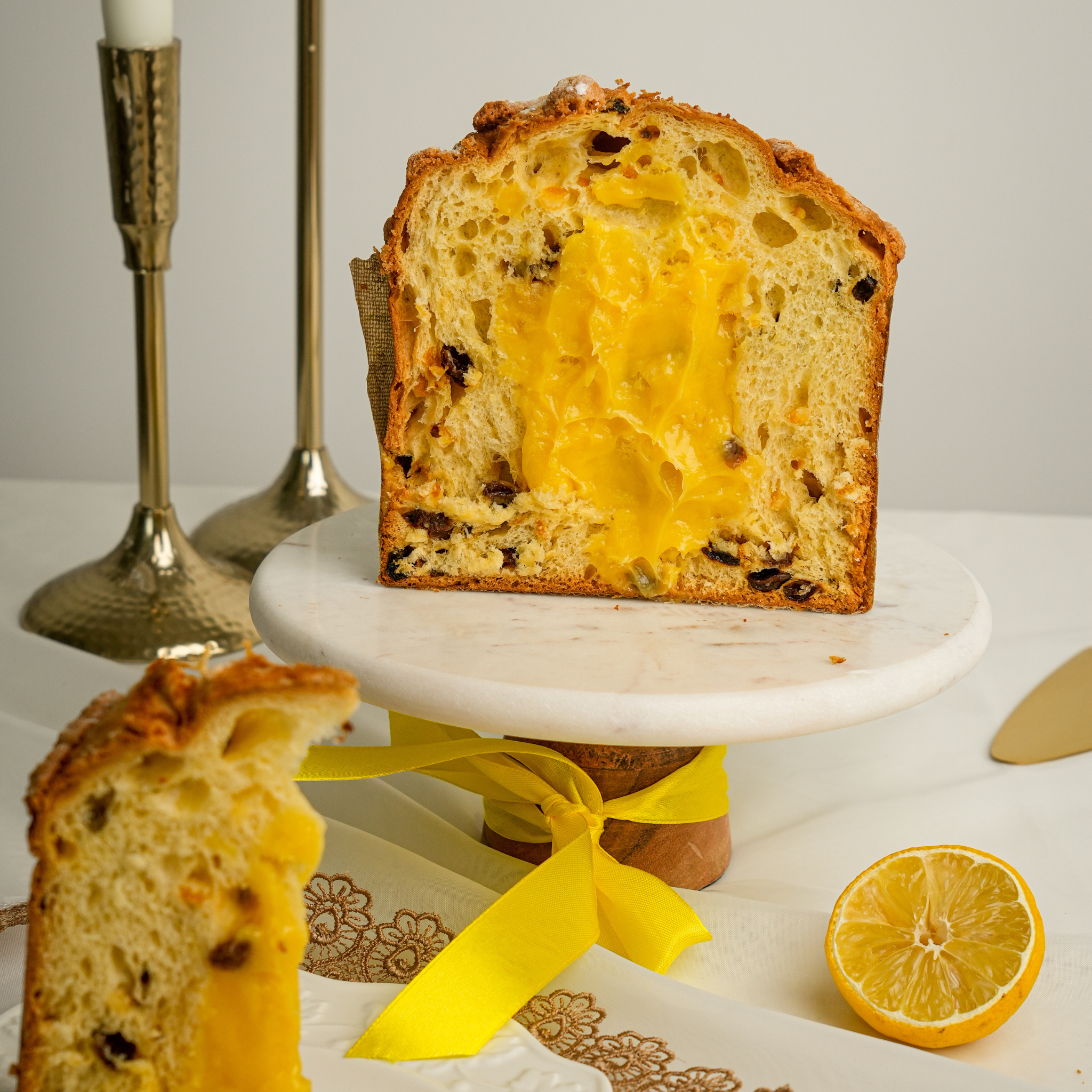 Pyragas Panettone su razinomis, apelsinų cukatais ir citrininiu kremu, 650g - Image 3